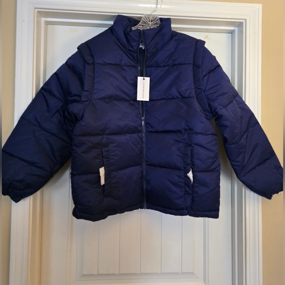 WeWoreWhat Navy Puffer Jacket/Vest - Picture 3 of 7